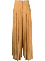 Alberta Ferretti pantalon ample en soie à design plissé - Orange