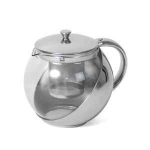 Glazen/RVS theepot 1,1 liter met filter/infuser