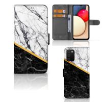 Samsung Galaxy A03s | Bookcase | Marmer Wit Zwart - Origineel Cadeau Man