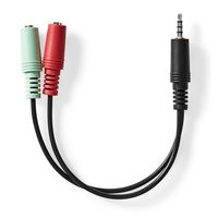 Stereo-Audiokabel | 3,5 mm Male | 2x 3,5 mm Female | Vernikkeld | 0.20 m | Rond | Antraciet