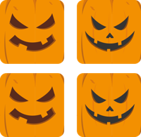 Verschillende pompoenen onderzetters halloween