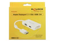 Delock 62655 DisplayPort / VGA / HDMI / DVI Adapter [1x DisplayPort stekker - 1x VGA-bus, HDMI-bus, DVI-bus 24+1-polig] Wit Met Ferrietkern 16.00 cm - thumbnail