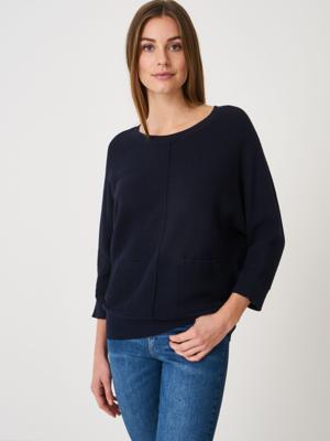 Fijne gebreide trui in wafeltextuur met zakken