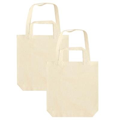 2x canvas tas met dubbel hengsel - beige - 38 x 42 cm- katoen - boodschappen draagtas/shopper