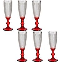 Luxe Monaco serie Champagneglazen set 12x stuks op rode voet 180 ml