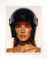 Urban Cotton Wandkleed 'Prada Helmet' 145 x 190cm in Floating Frame - off white