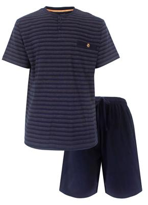 Paul Hopkins Heren shortama Knoopsluiting - Katoen - Donkerblauw