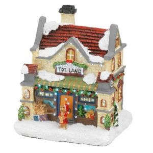 Kerstdorp kersthuisjes speelgoedwinkel met verlichting 9 x 11 x 12,5 cm