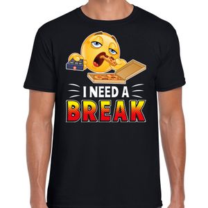 Funny emoticon t-shirt I need a break zwart voor heren