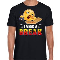 Funny emoticon t-shirt I need a break zwart voor heren - thumbnail