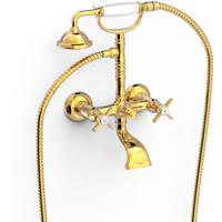 Badkraan Tres Clasic | Opbouw | Mengkraan | 2-weg | hoh 15 cm | 2-knops | Vintage | 24k Goud glans