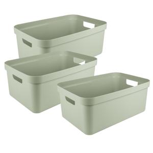 Sunware opbergbox Sigma Home - 3x - kunststof - 45 liter - lichtgroen - opberg dozen/bakken