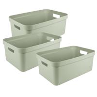 Sunware opbergbox Sigma Home - 3x - kunststof - 45 liter - lichtgroen - opberg dozen/bakken Sunware opbergbox Sigma Home - 3x - kunststof - 45 liter - lichtgroen - opberg dozen/bakken