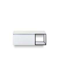 Frozen Badmeubelset 120 cm - Greeplijst in kleur - Zwart Frame - Wastafel Bovenblad Wit Hoogglans