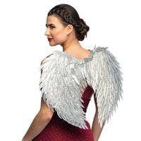 Carnaval/halloween verkleed engelen Glam vleugels - zilver - 55 cm - dames