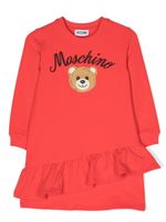 Moschino Kids robe volantée à logo brodé - Rouge - thumbnail