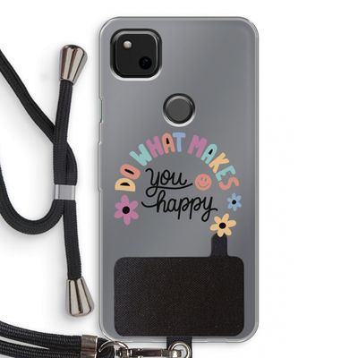 Happy days: Pixel 4a Transparant Hoesje met koord