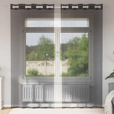 Gordijnen voile met doorvoertules 2 st 140x245 cm zwart