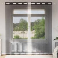 Gordijnen voile met doorvoertules 2 st 140x245 cm zwart