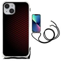 iPhone 14 Plus Doorzichtige Silicone Hoesje Geruit Rood