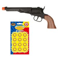 Cowboy speelgoed revolver/pistool metaal 8 schots met plaffertjes - Verkleedattributen - thumbnail