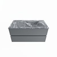 MONDIAZ VICA-DLUX 100cm badmeubel onderkast Plata 2 lades. Inbouw wastafel CLOUD rechts 1 kraangat, kleur Lava.