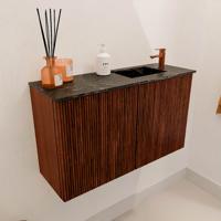 Toiletmeubel Mondiaz Joya Dlux | 70 cm | Meubelkleur Ruby | Faye wastafel Lava Wasbak Rechts | 1 kraangat