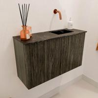 Toiletmeubel Mondiaz Joya Dlux | 70 cm | Meubelkleur Shadow | Faye wastafel Lava Wasbak Rechts | Zonder kraangat(en)