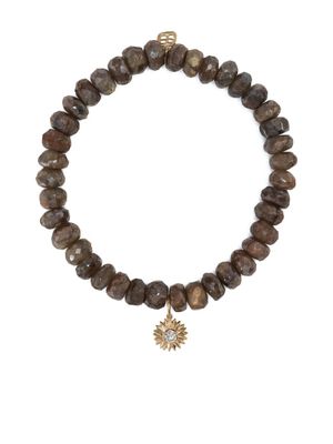 Sydney Evan bracelet en or 14ct à perles de labradorite - Marron