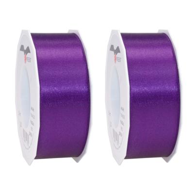Cadeaulint/sierlint Satijn - 2x - 4 cm x 25 meter - Paars - cadeaus inpakken - decoratie