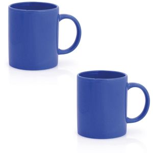 2x Drinkbekers/mokken blauw 370 ml