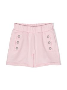 Balmain Kids short en coton à taille élastiquée - Rose