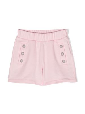 Balmain Kids short en coton à taille élastiquée - Rose