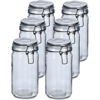 Voorraadpotten/bewaarpotten - 10x - 750 ml - grijs - glas - beugelsluiting - D10 x H15 cm