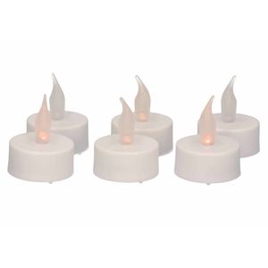 LED theelichtjes/waxinelichtjes/kaarsjes geel vlameffect 6x stuks