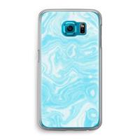 Waterverf blauw: Samsung Galaxy S6 Transparant Hoesje - thumbnail