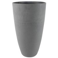 Bloempot/plantenpot vaas van gerecycled kunststof donkergrijs D29 en H50 cm - Plantenpotten - thumbnail