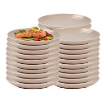 Plasticforte Rond camping bord - 30x - onbreekbaar - D25 cm - beige - kunststof