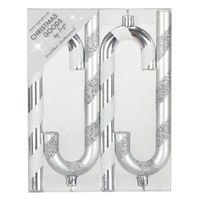 4x Kersthangers figuurtjes zuurstokken zilver 14 cm 4x Kersthangers figuurtjes zuurstokken zilver 14 cm