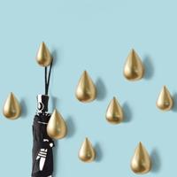 Creatieve water druppeltjes muur haken huis decoratie hars muurschildering 3D kapstok enkele haken Wall hanger grootte: klein (goud)
