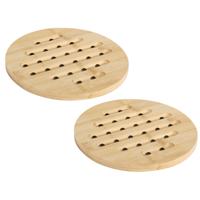 Bambou & Co Pannen onderzetter - 2x - rond - D19 cm - bamboe hout - met luchtgaten