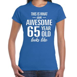 Awesome 65 year / 65 jaar cadeau t-shirt blauw dames 2XL  -