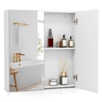 Badkamer Spiegelkast Wandkast met met Spiegel Ruimtebesparende Badkamerkast Opbergkast voor Woonkamer Slaapkamer Wit
