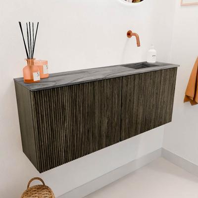Toiletmeubel Mondiaz Joya Dlux | 100 cm | Meubelkleur Shadow | Faye wastafel Sombra Wasbak Rechts | Zonder kraangat(en)