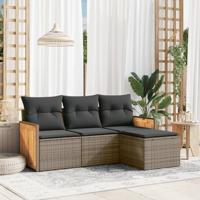 4-delige Loungeset met kussens poly rattan grijs 4-delige Loungeset met kussens poly rattan grijs