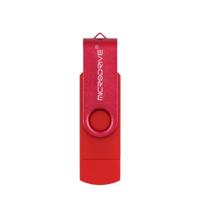 MicroDrive 32GB USB 2 0 mobiele computer dual-use roterende OTG Metal U disk (rood)
