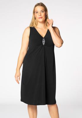 Yoek Jurk met stenen | Zwart | Maat 42/44