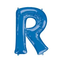 Folieballon Blauwe Letter 'R' - Groot - thumbnail