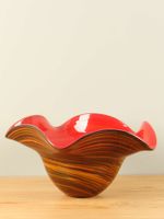 Rood gestreept schaal/kom gegolfd, Ø 37 cm Rood gestreept schaal/kom gegolfd, Ø 37 cm