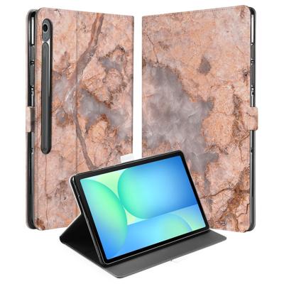 Samsung Galaxy Tab S10 FE Plus Tablet Hoesje Marmer Oranje met Standaard